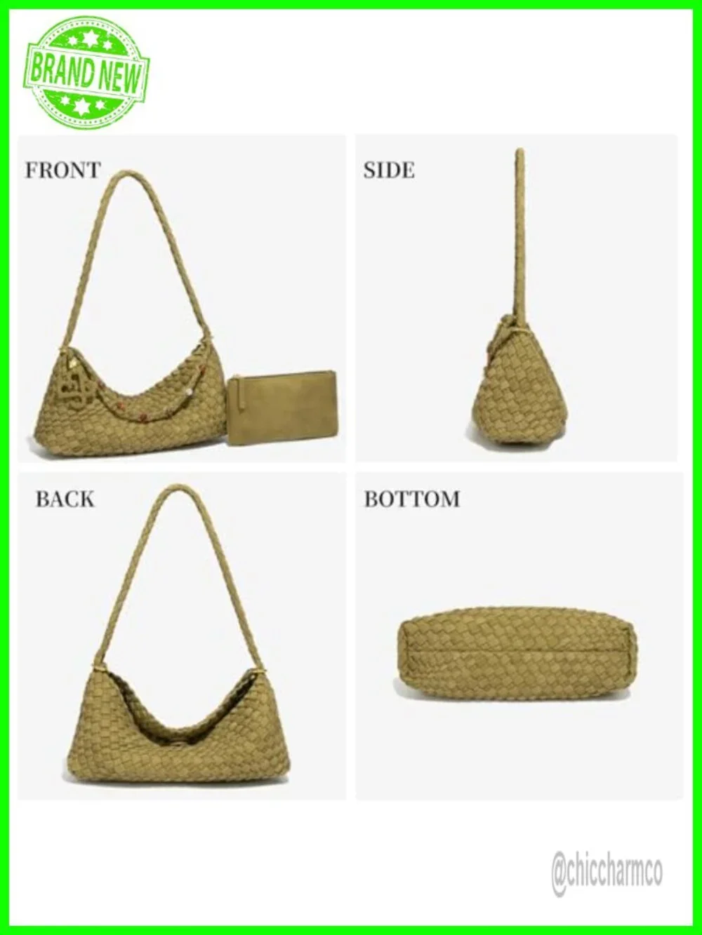 Small Soft Faux Suede Woven Hobo Handbag Shoulder Bag with Zippered Pouch